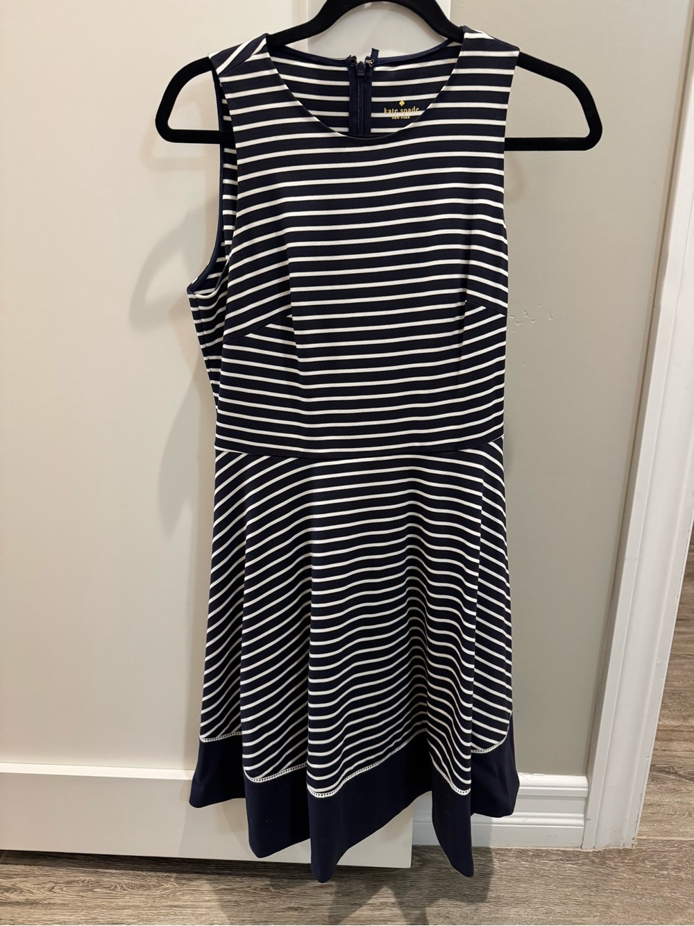 kate spade Navy & White Striped Sleeveless Fit-and-Flare Midi Dress